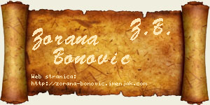 Zorana Bonović vizit kartica
